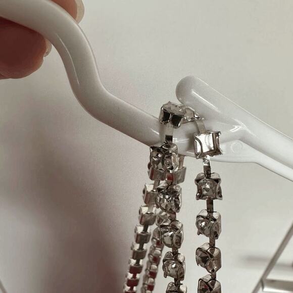 NWT Ieena for Mac Duggal Womens Hot Pink Rhinestone Beaded Strap Satin Dress 2 - Picture 8 of 12